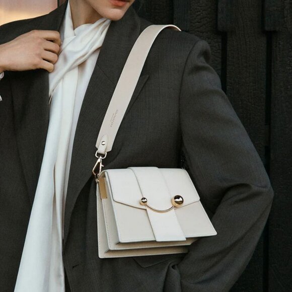 Strathberry Box Crescent in lizard-embossed olive leather - Picture 8 of 9